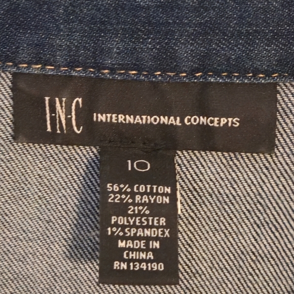 INC Denim Shirt Dress | Dark Wash | Button Front | Size 10 - Picture 2 of 7